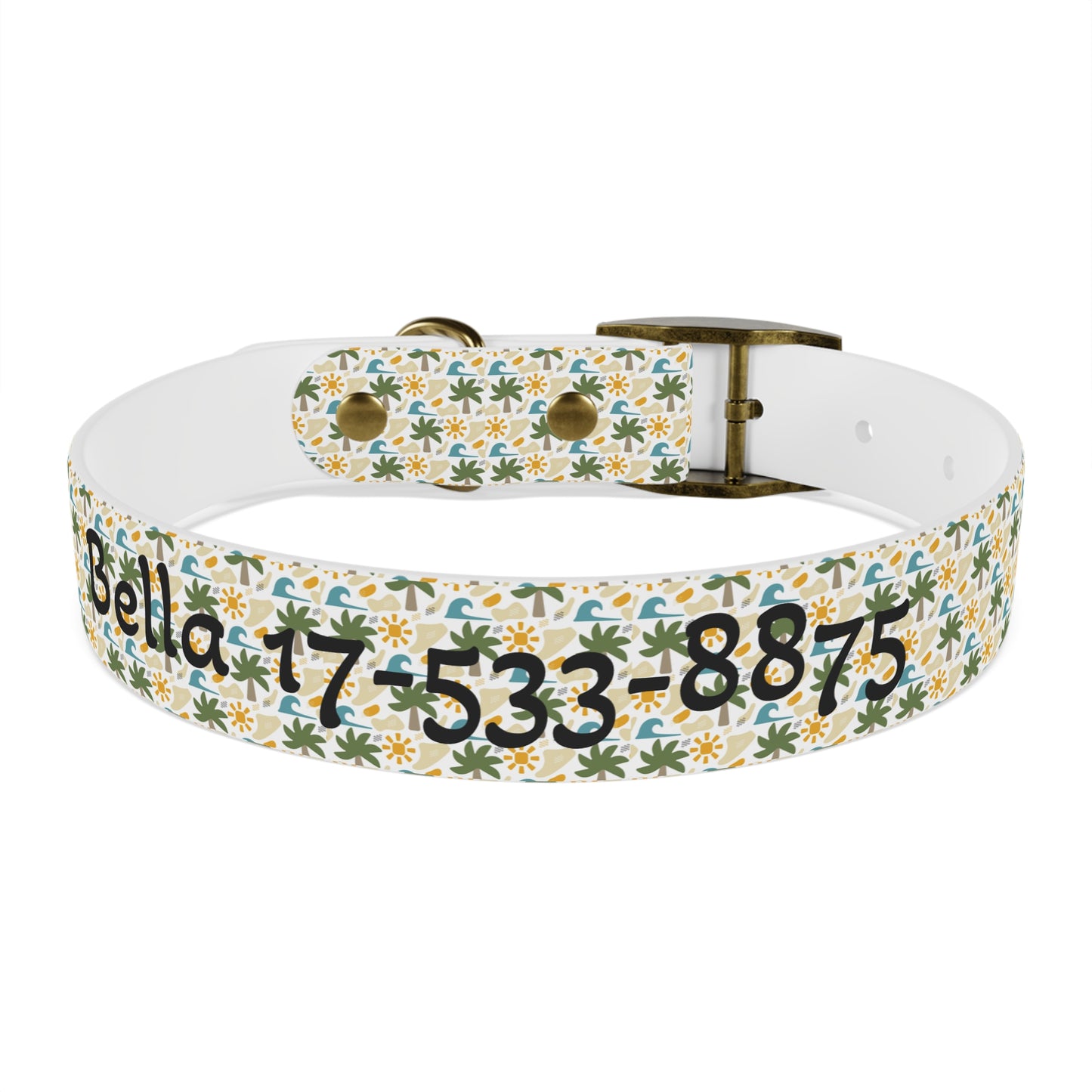 Customized Bella Cute Palm Tree Tropical Design Dog Collar - "Bella"