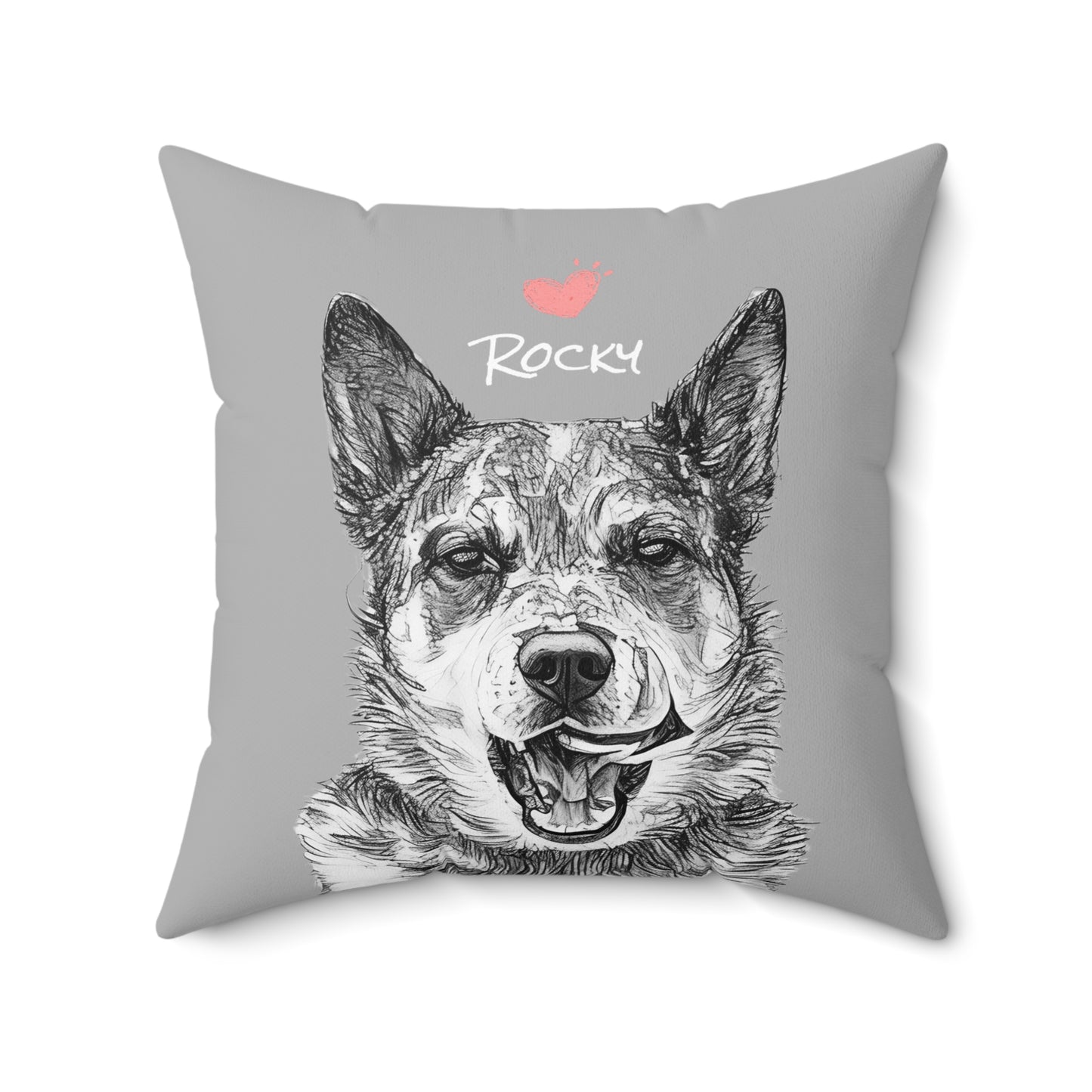 Pet Memorial Spun Polyester Square Throw Pillow - "Rocky"