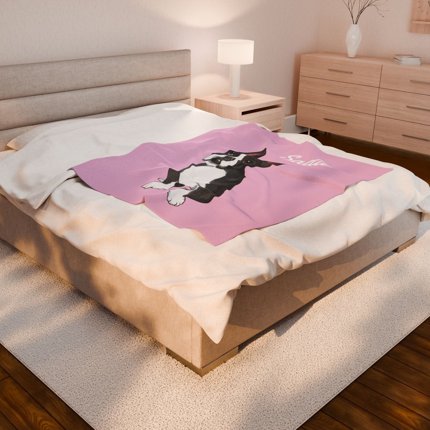 Custom Velveteen Pet Portrait Plush Blanket - 7 Color Choices
