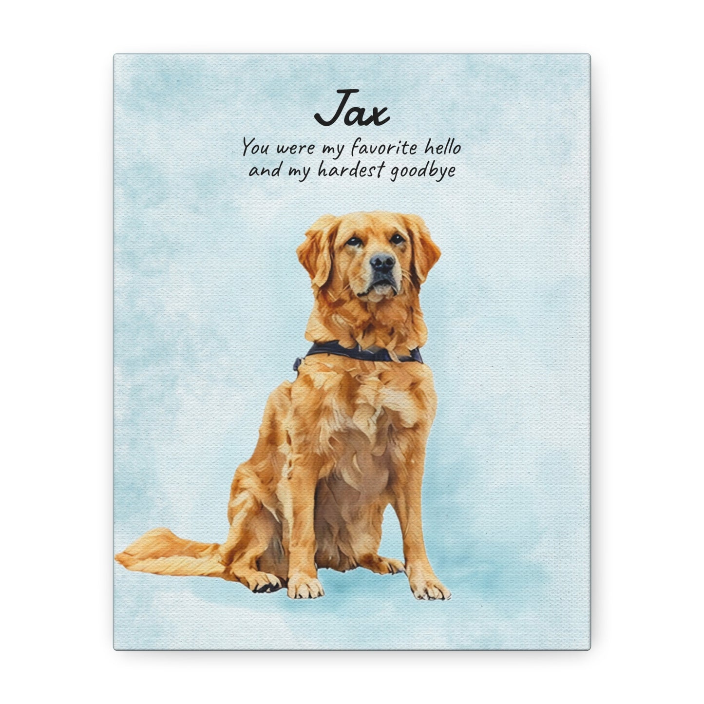 Customized Watercolor Pet Memorial Portrait - Matte Canvas Wrap, Stretched, 1.25"