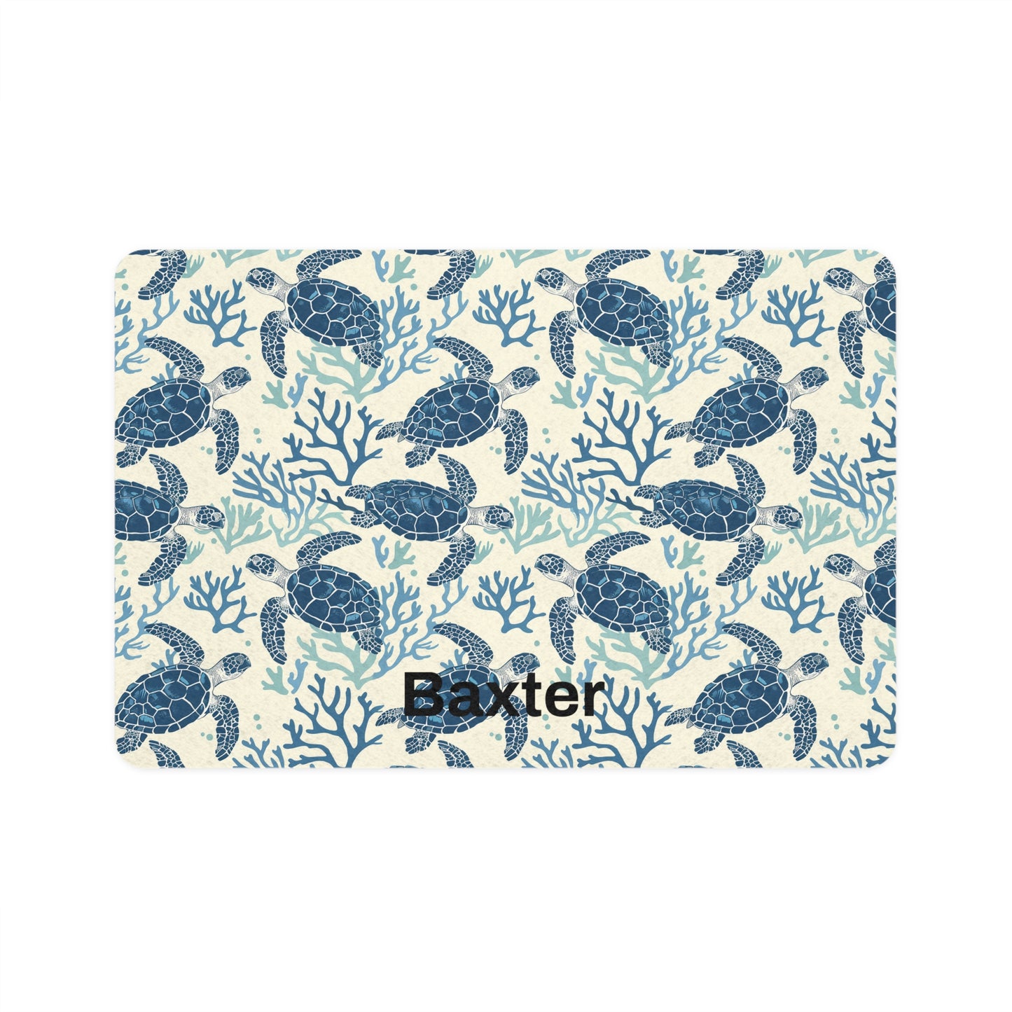 Customized Tropical Sea Turtle Design "Baxter" Pet Food Mat (12x18)