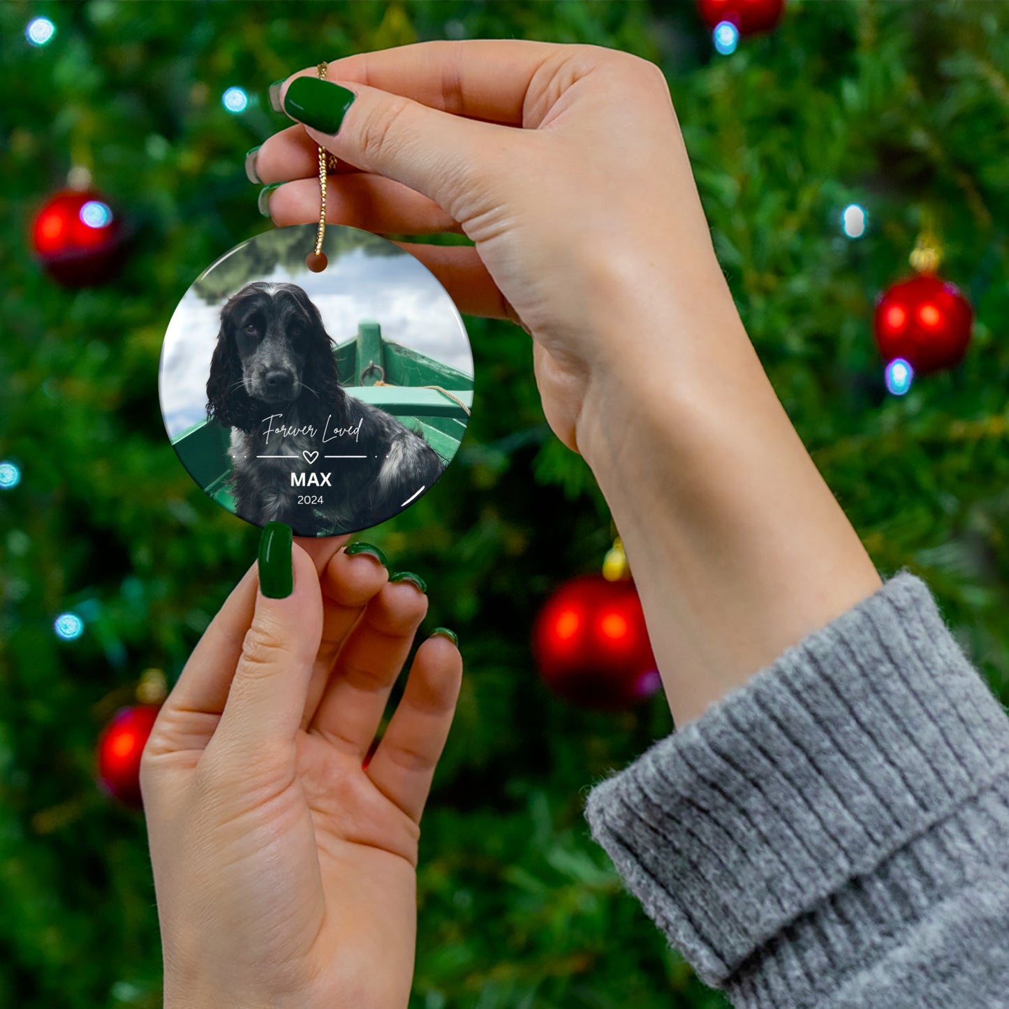 Customized Pet Memorial Christmas Ceramic Ornament, the "MAX", 2 Shapes