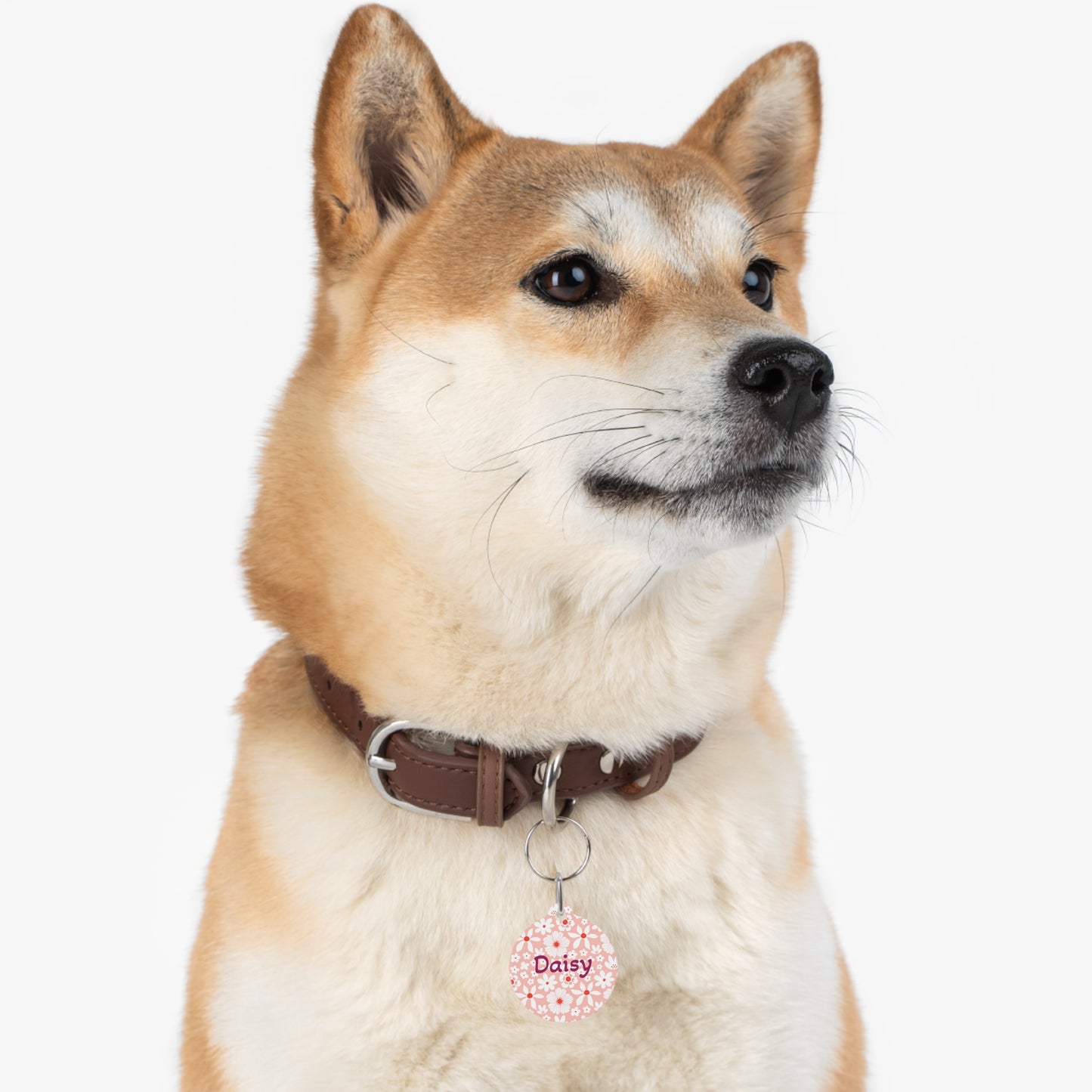 Customized Pet ID Tag - Boho Pink Design - "Daisy"