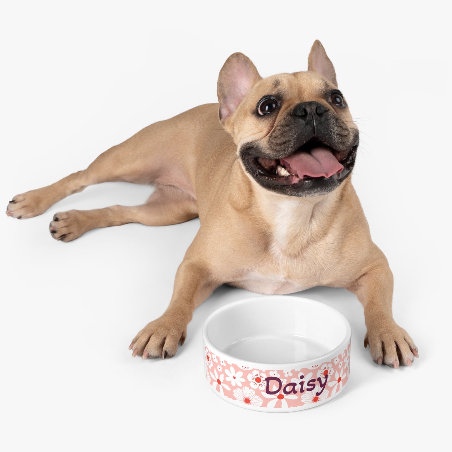 Customized Pet Bowl - Pink Boho "Daisy" Design