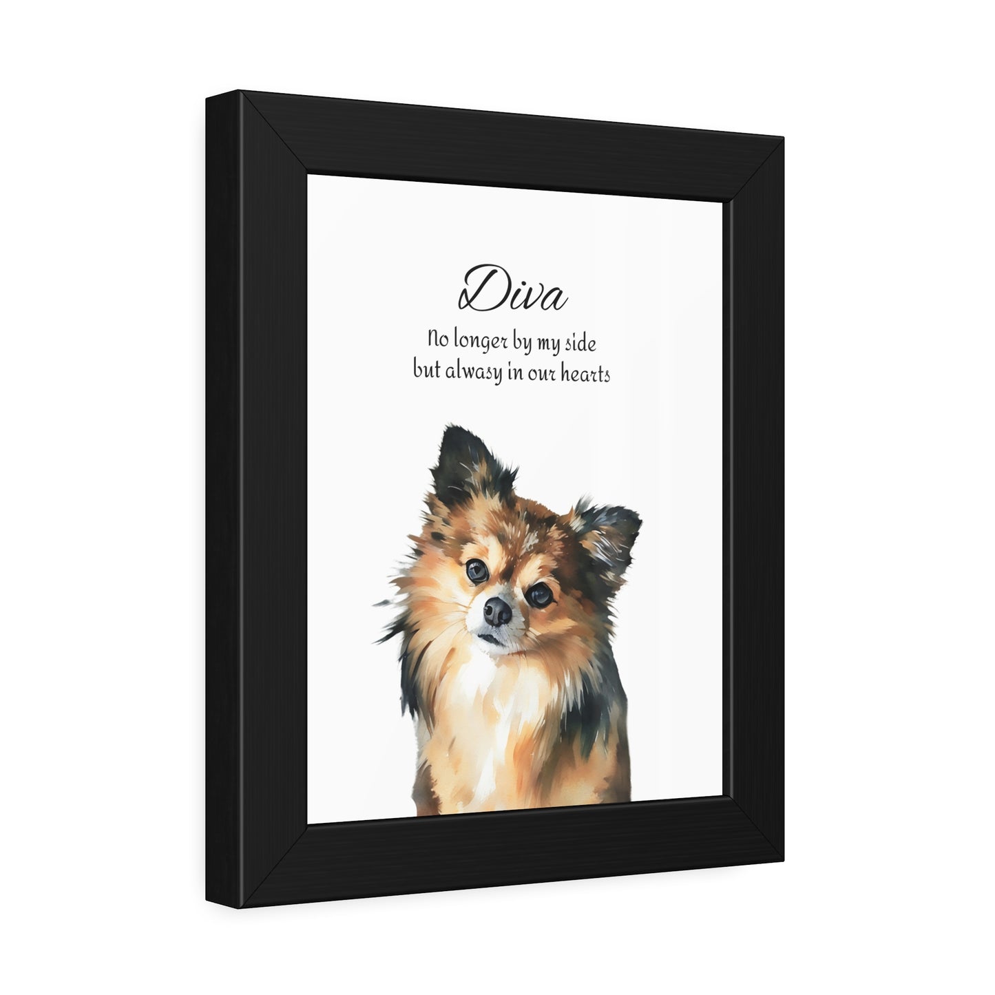 Customized Pet Memorial Portrait - Framed Watercolor Fine Art Paper Print