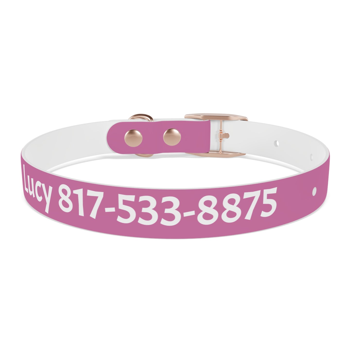 Customized Pink Dog Collar, With Phone Number - "Lucy"
