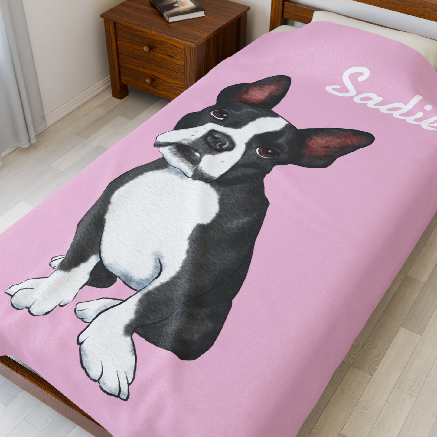 Custom Velveteen Pet Portrait Plush Blanket - 7 Color Choices