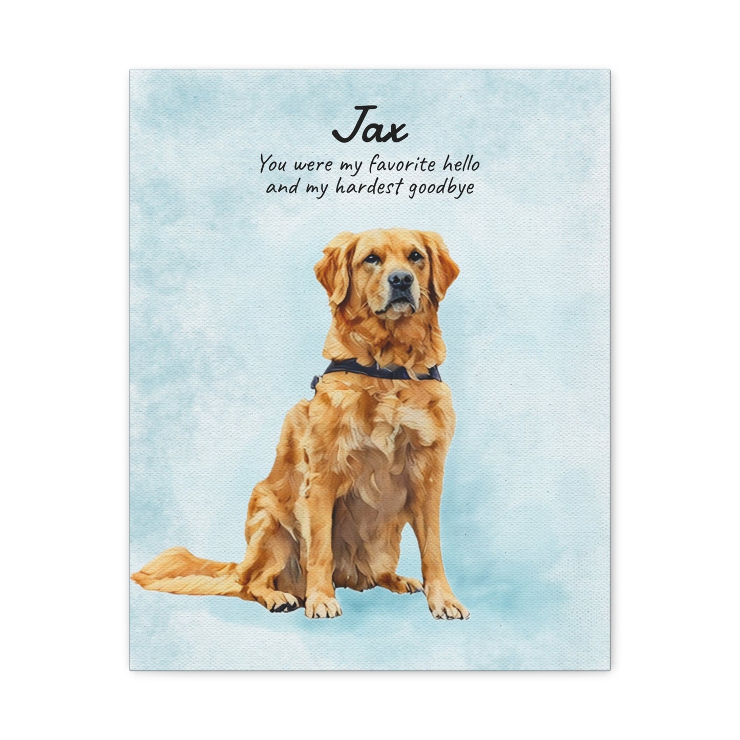 Customized Watercolor Pet Memorial Portrait - Matte Canvas Wrap, Stretched, 1.25"