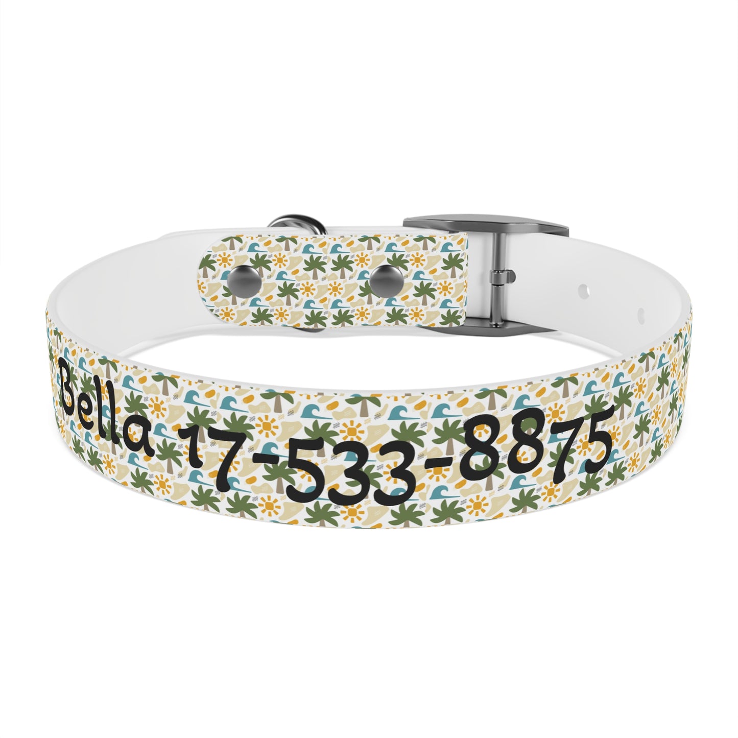 Customized Bella Cute Palm Tree Tropical Design Dog Collar - "Bella"
