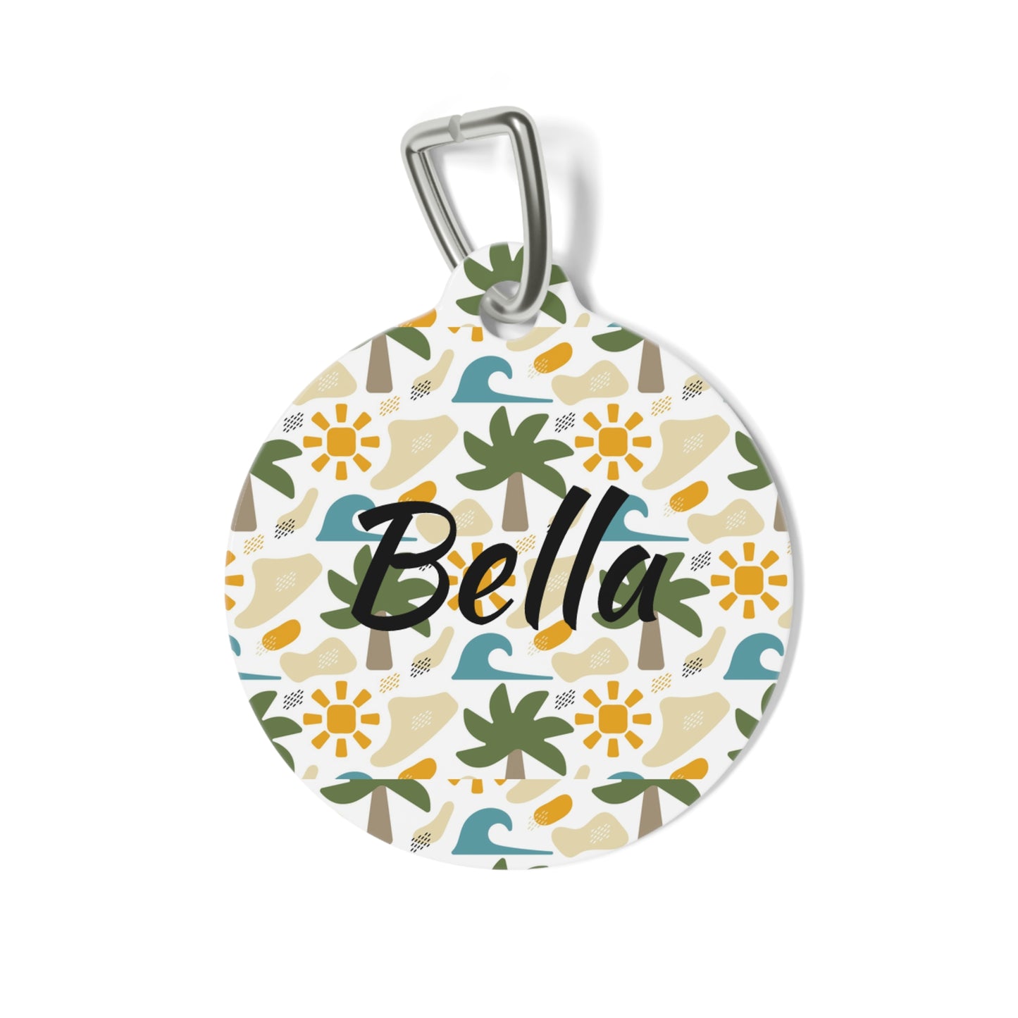 Customized Pet ID Tag - Palm Tree Tropical Design - "Bella"