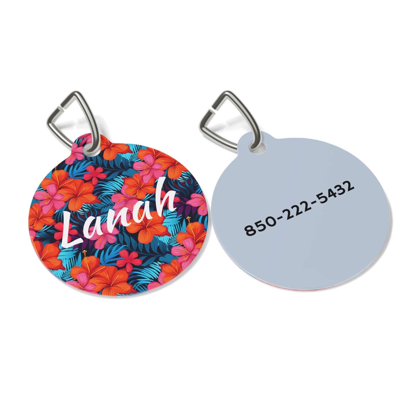Customized Pet ID Tag - Tropical Floral Design - "Lanah"