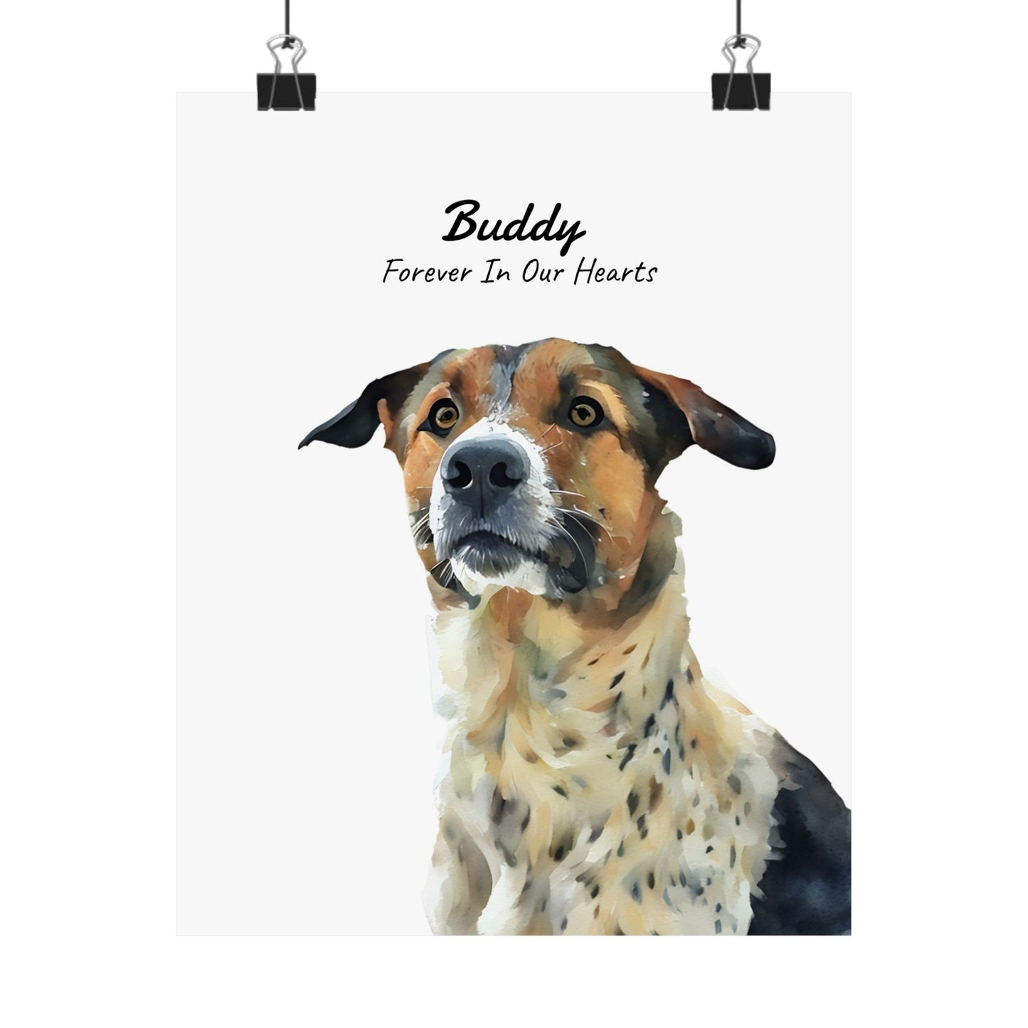 Unframed Customized Watercolor Pet Memorial Portrait