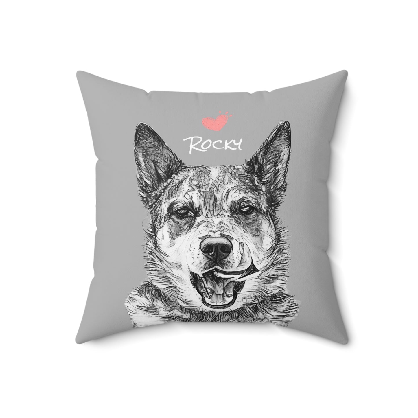 Pet Memorial Spun Polyester Square Throw Pillow - "Rocky"