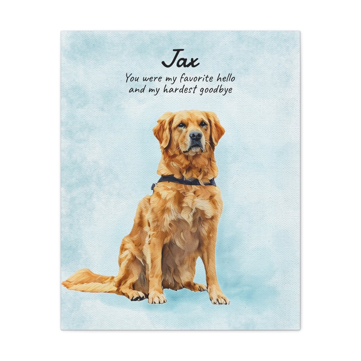 Customized Watercolor Pet Memorial Portrait - Matte Canvas Wrap, Stretched, 1.25"