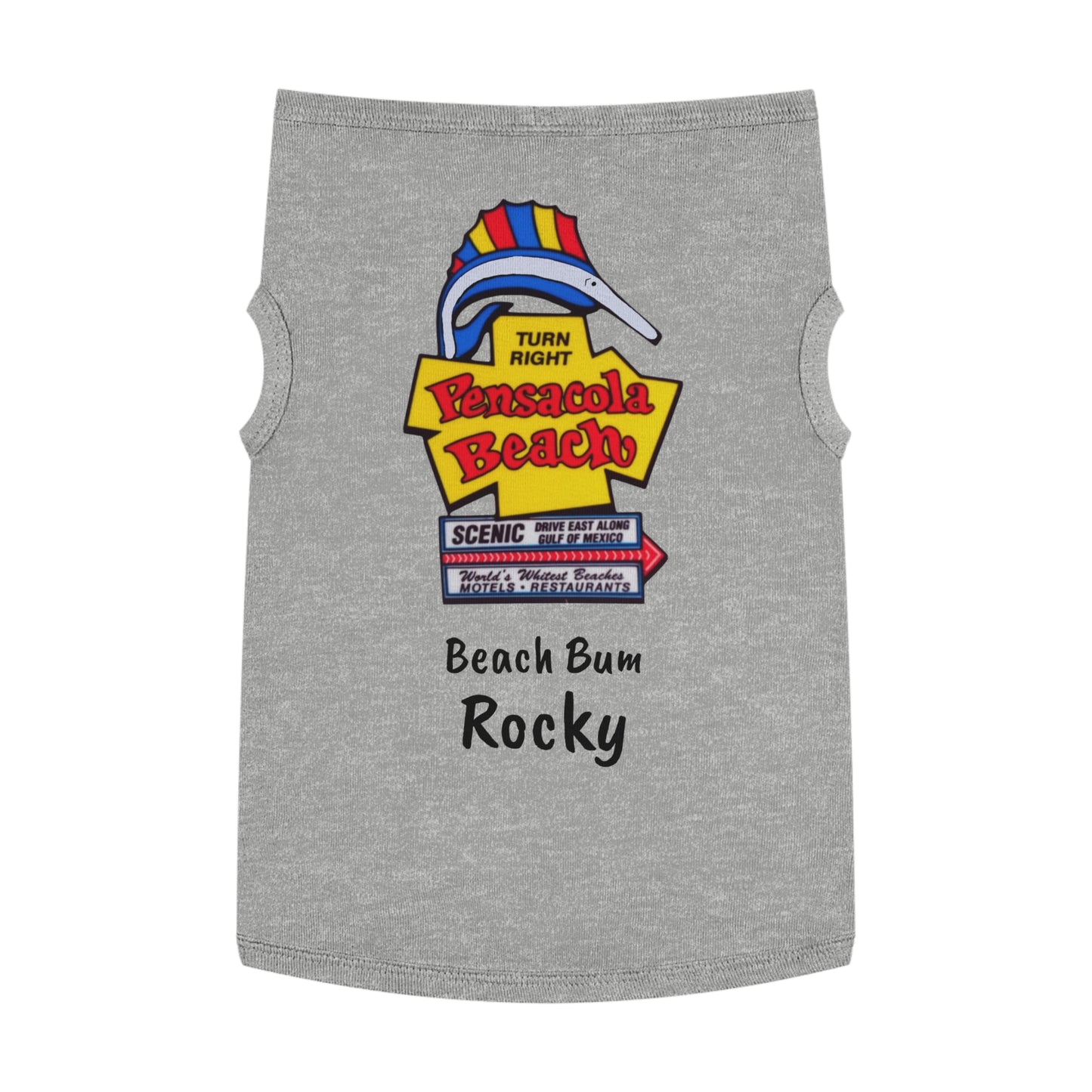 Customized Beach Bum Pet Tank Top - 3 Colors - Iconic Pensacola Beach Sign