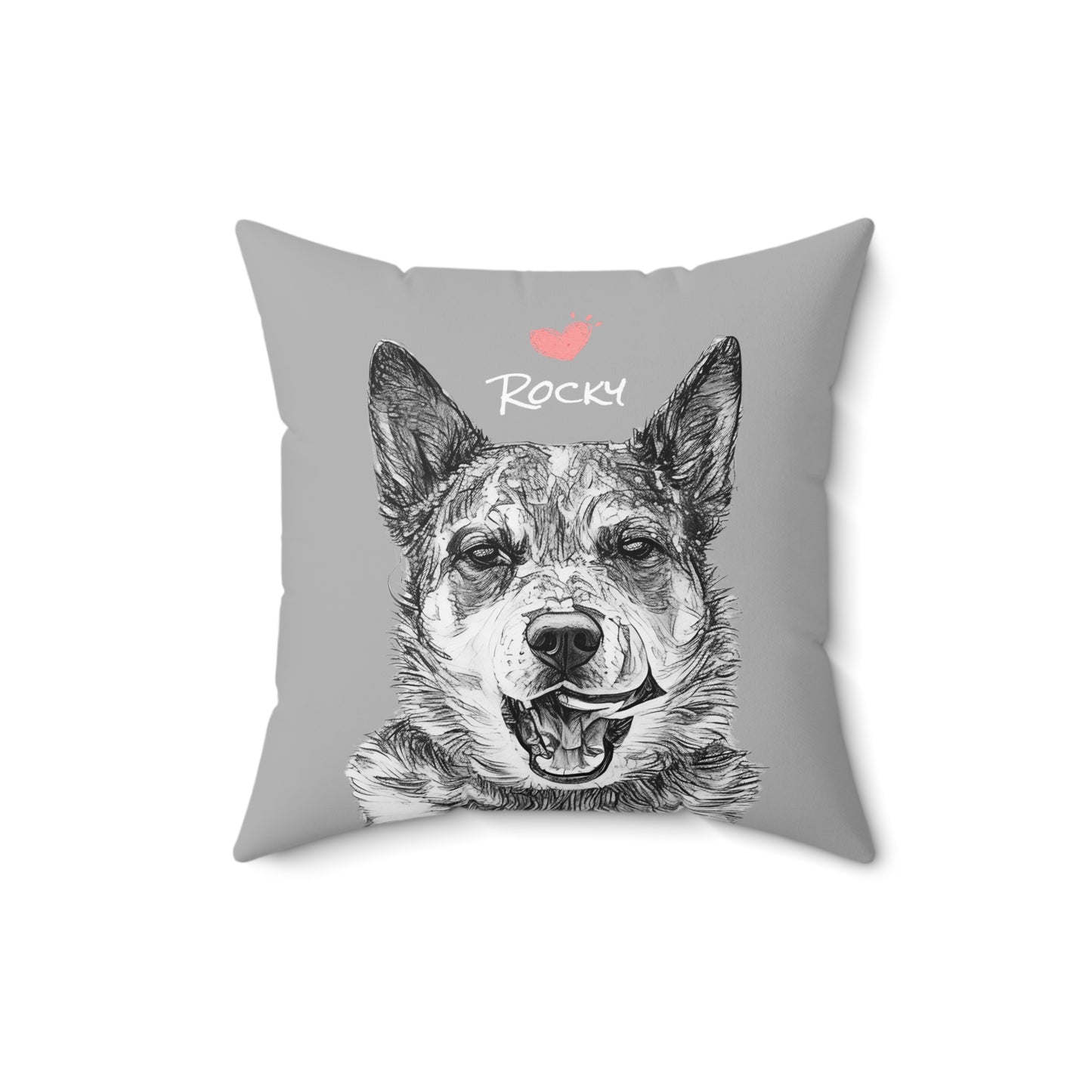 Pet Memorial Spun Polyester Square Throw Pillow - "Rocky"