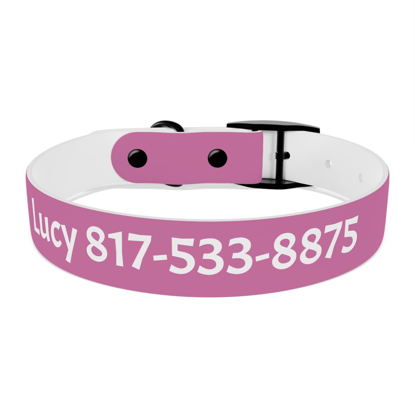 Customized Pink Dog Collar, With Phone Number - "Lucy"