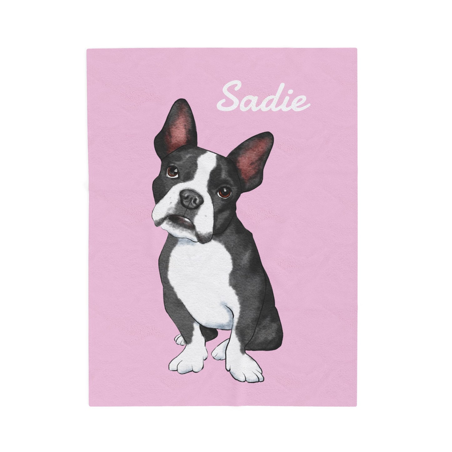 Custom Velveteen Pet Portrait Plush Blanket - 7 Color Choices