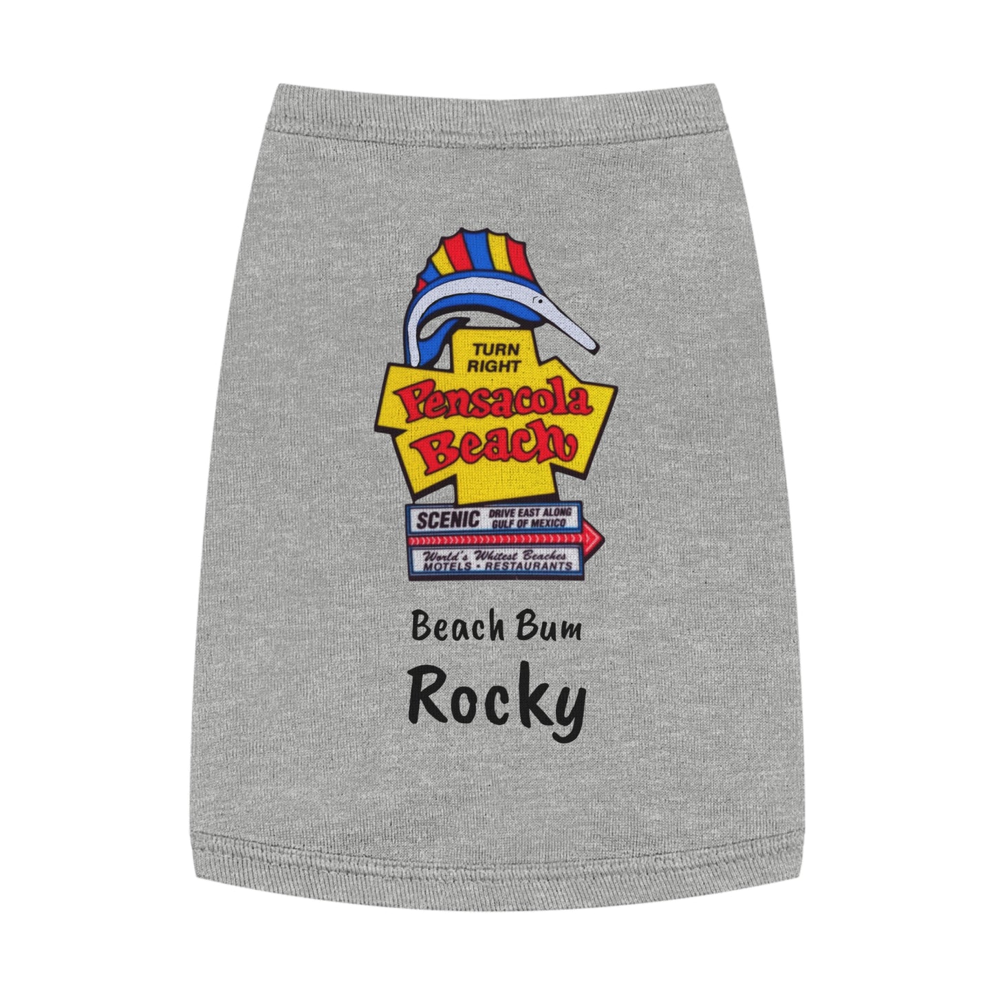 Customized Beach Bum Pet Tank Top - 3 Colors - Iconic Pensacola Beach Sign
