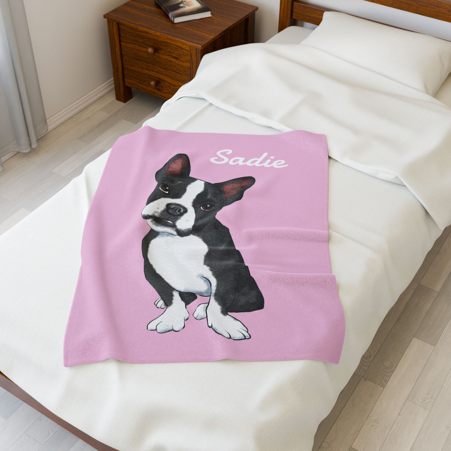 Custom Velveteen Pet Portrait Plush Blanket - 7 Color Choices