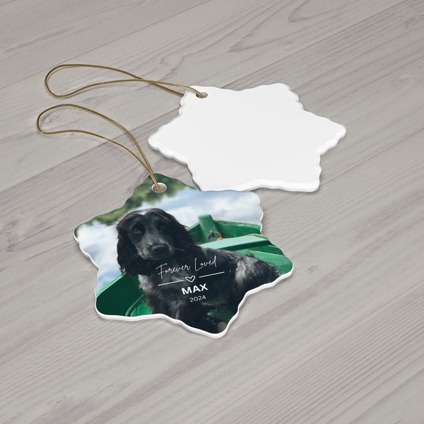 Customized Pet Memorial Christmas Ceramic Ornament, the "MAX", 2 Shapes