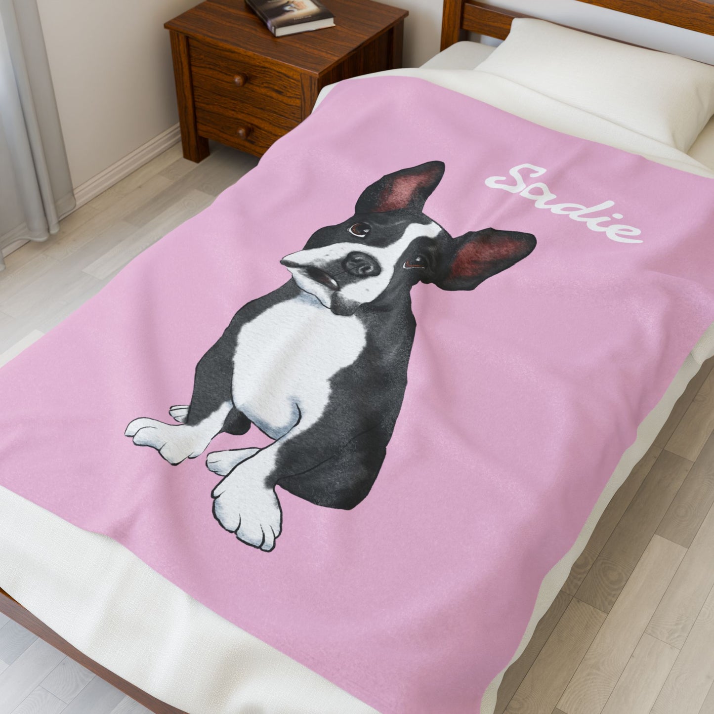 Custom Velveteen Pet Portrait Plush Blanket - 7 Color Choices