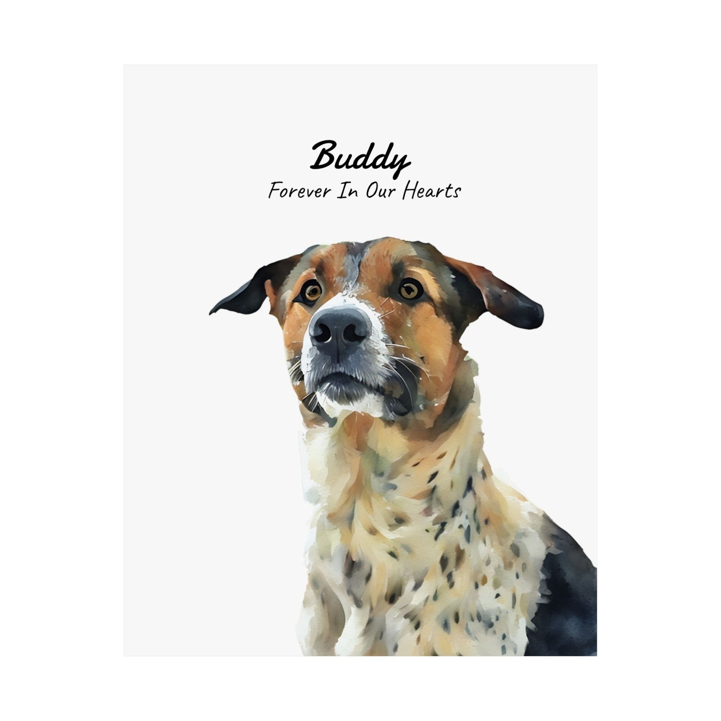 Unframed Customized Watercolor Pet Memorial Portrait