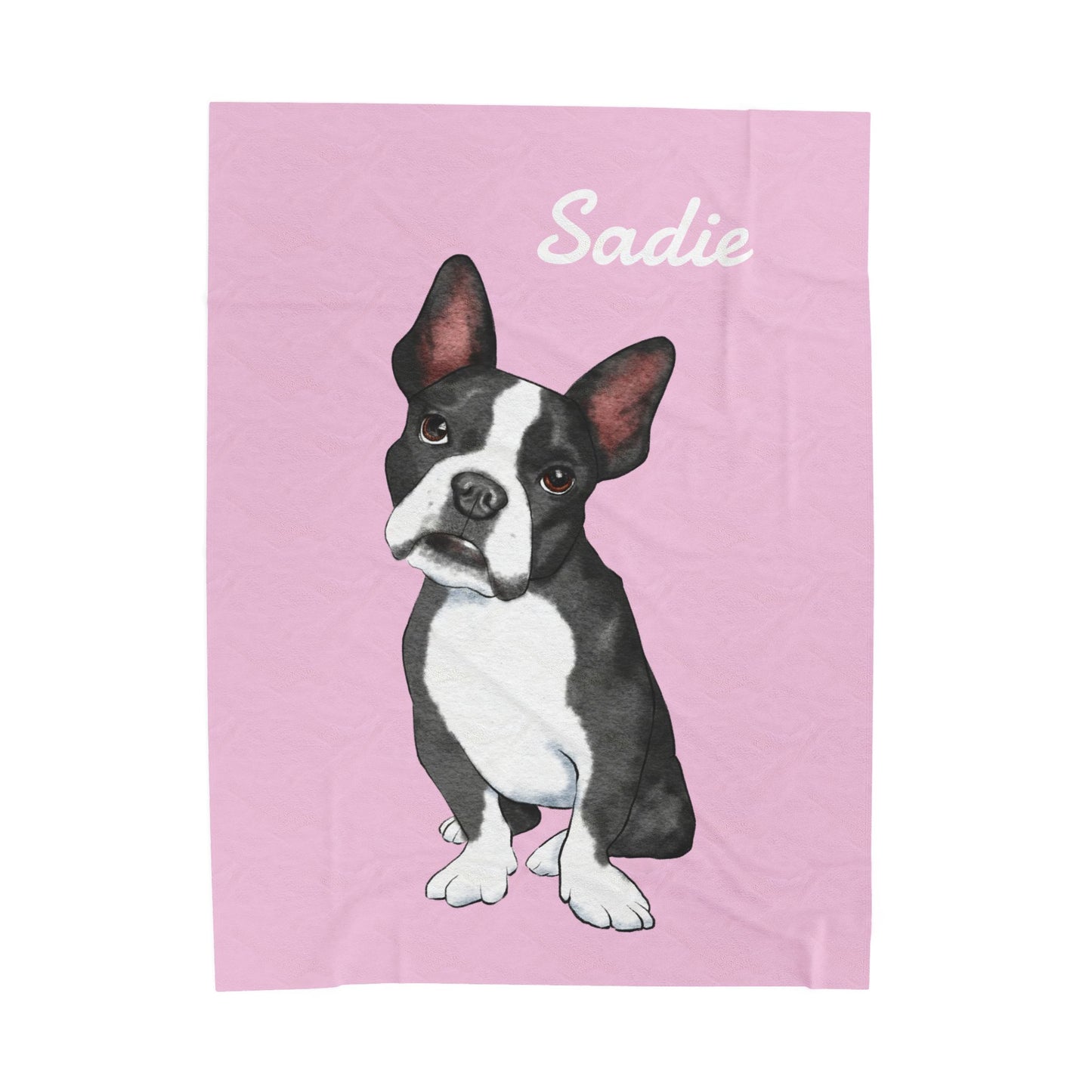Custom Velveteen Pet Portrait Plush Blanket - 7 Color Choices