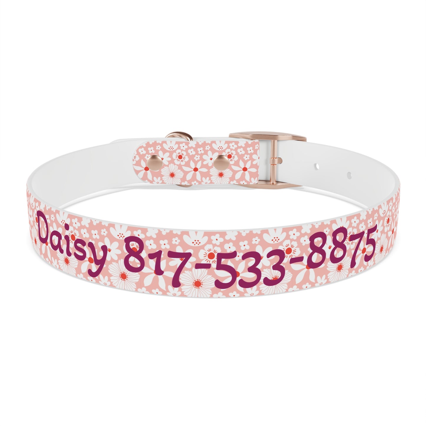 Customized Pink Boho Design Dog Collar - "Daisy"