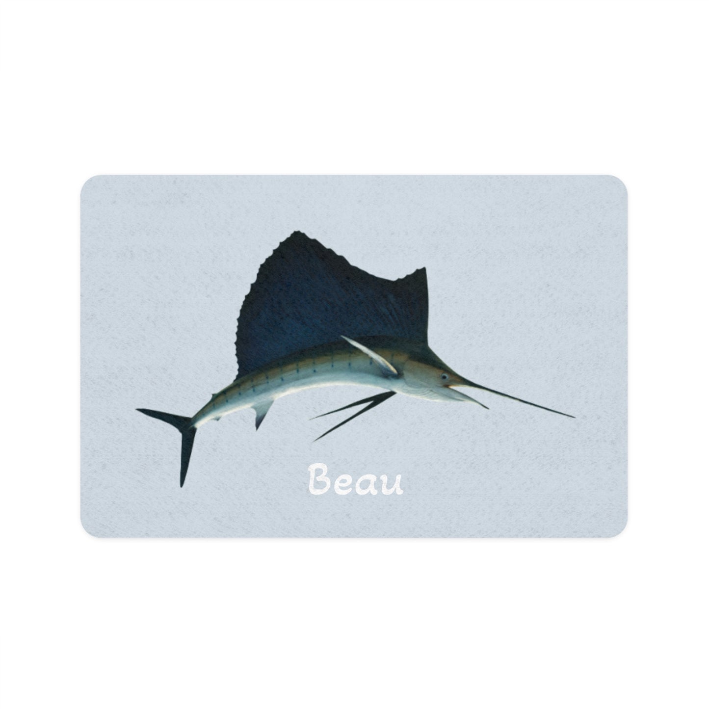 Customized Sailfish Design "Beau" Pet Food Mat (12x18)