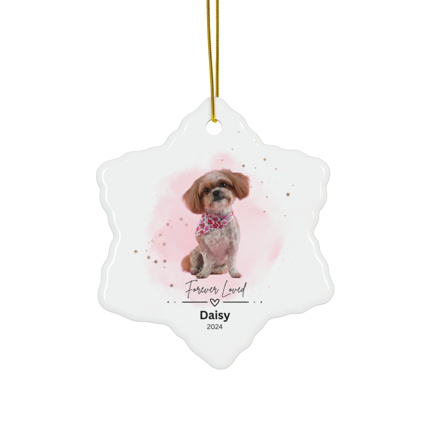 Customized Pet Memorial Christmas Ceramic Ornament, 2 Shapes, "Daisy"