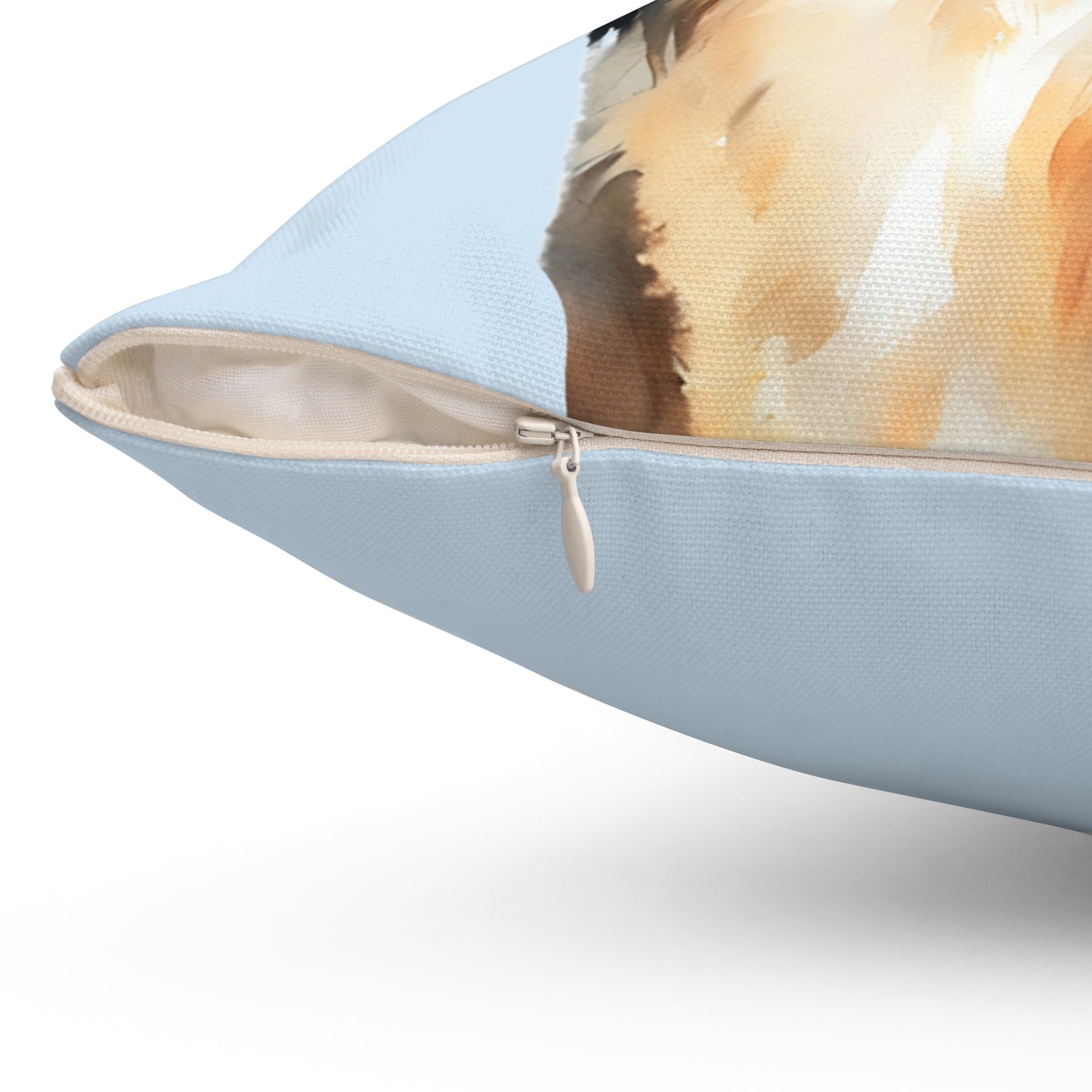 Pet Memorial Spun Polyester Square Throw Pillow - "Mollie" – Light Blue