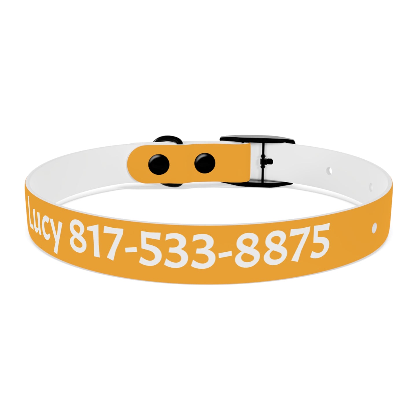 Customized Yellow Dog Collar, With Phone Number - "Lucy"