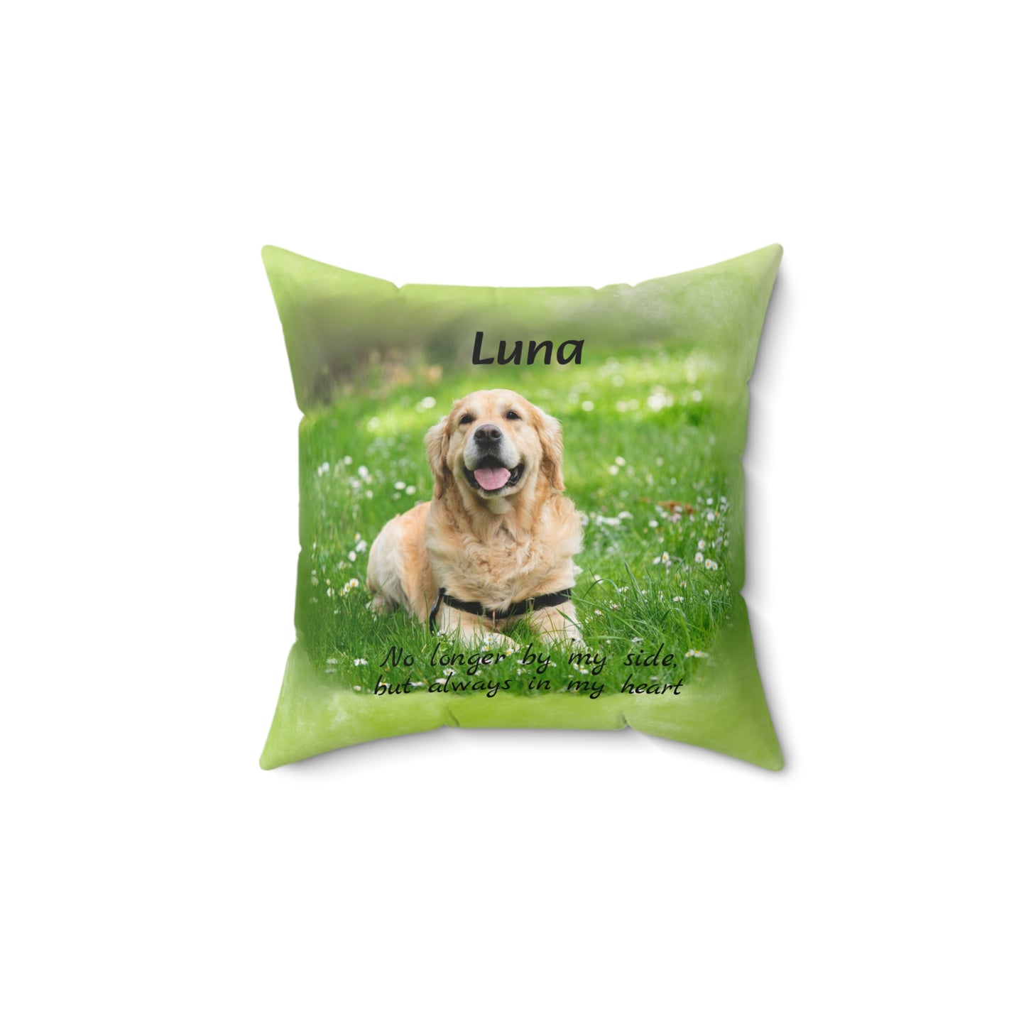 Customized Pet Memorial Spun Polyester Square Throw Pillow - "Luna"