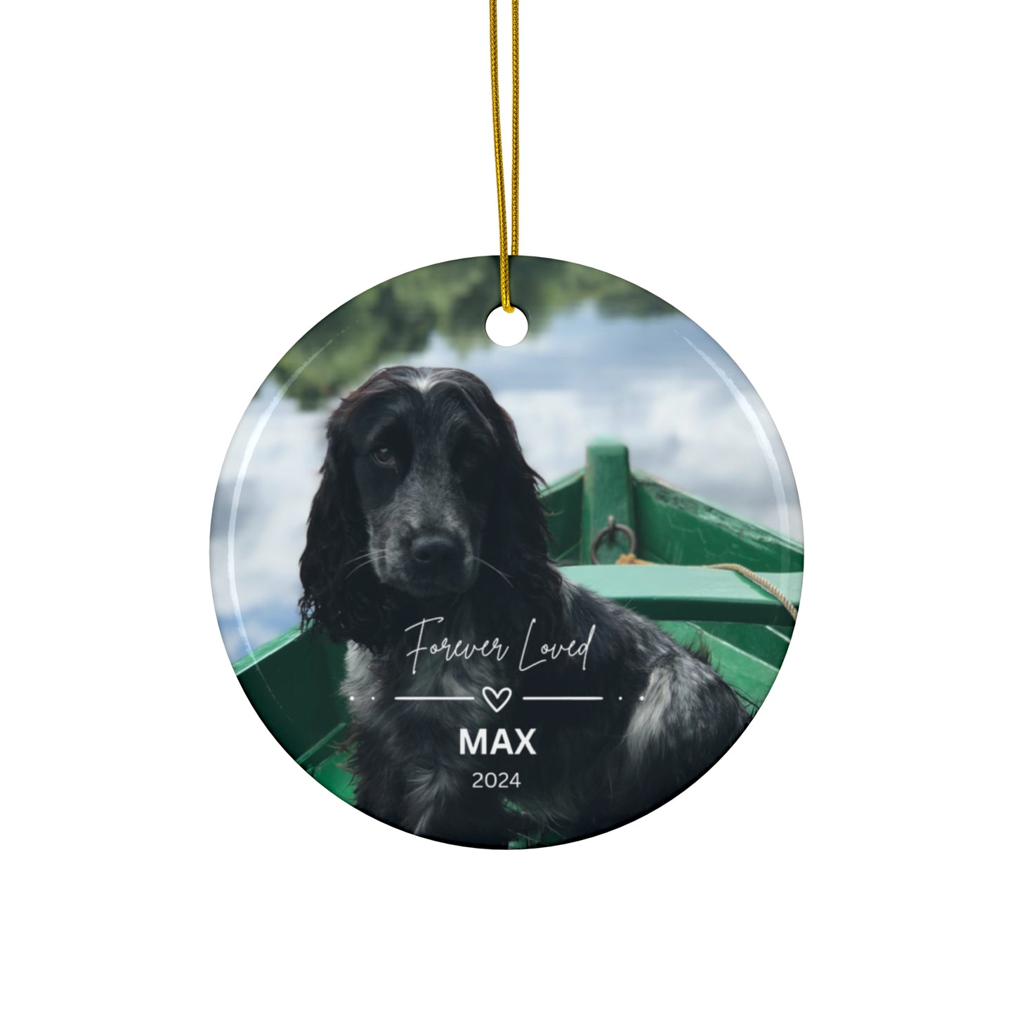 Customized Pet Memorial Christmas Ceramic Ornament, the "MAX", 2 Shapes