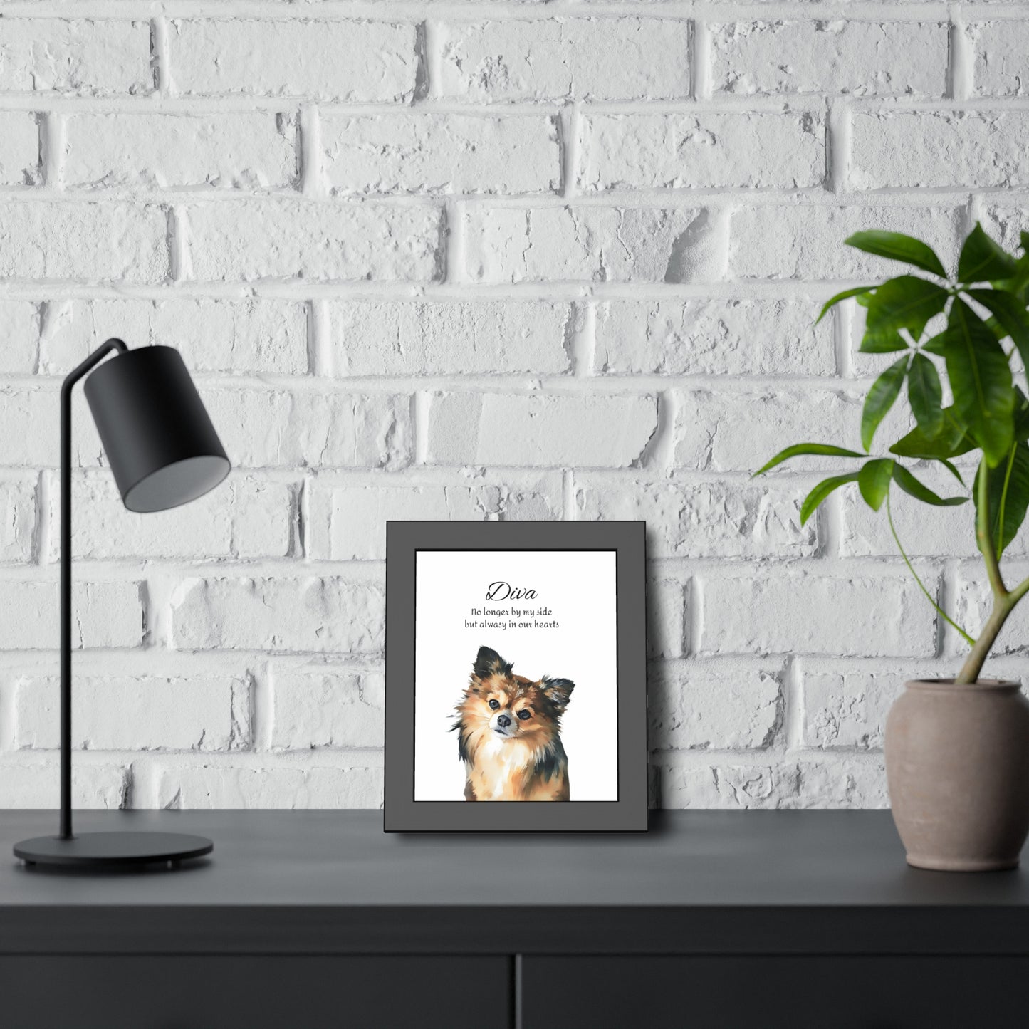 Customized Pet Memorial Portrait - Framed Watercolor Fine Art Paper Print