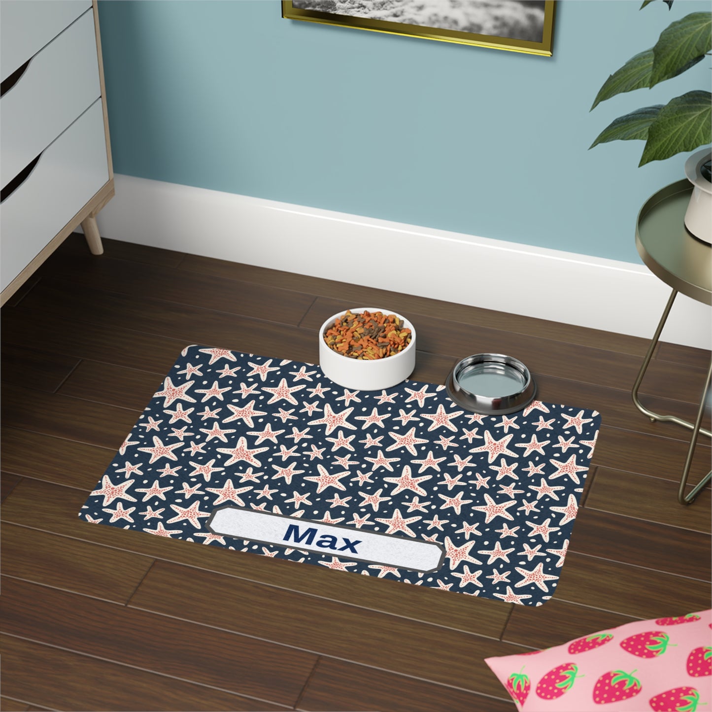 Customized Starfish Design "Max" Pet Food Mat (12x18)