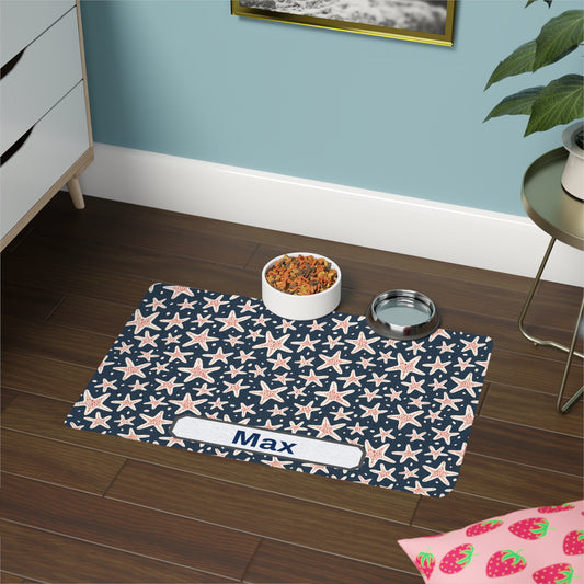 Customized Starfish Design "Max"  Pet Food Mat (12x18)