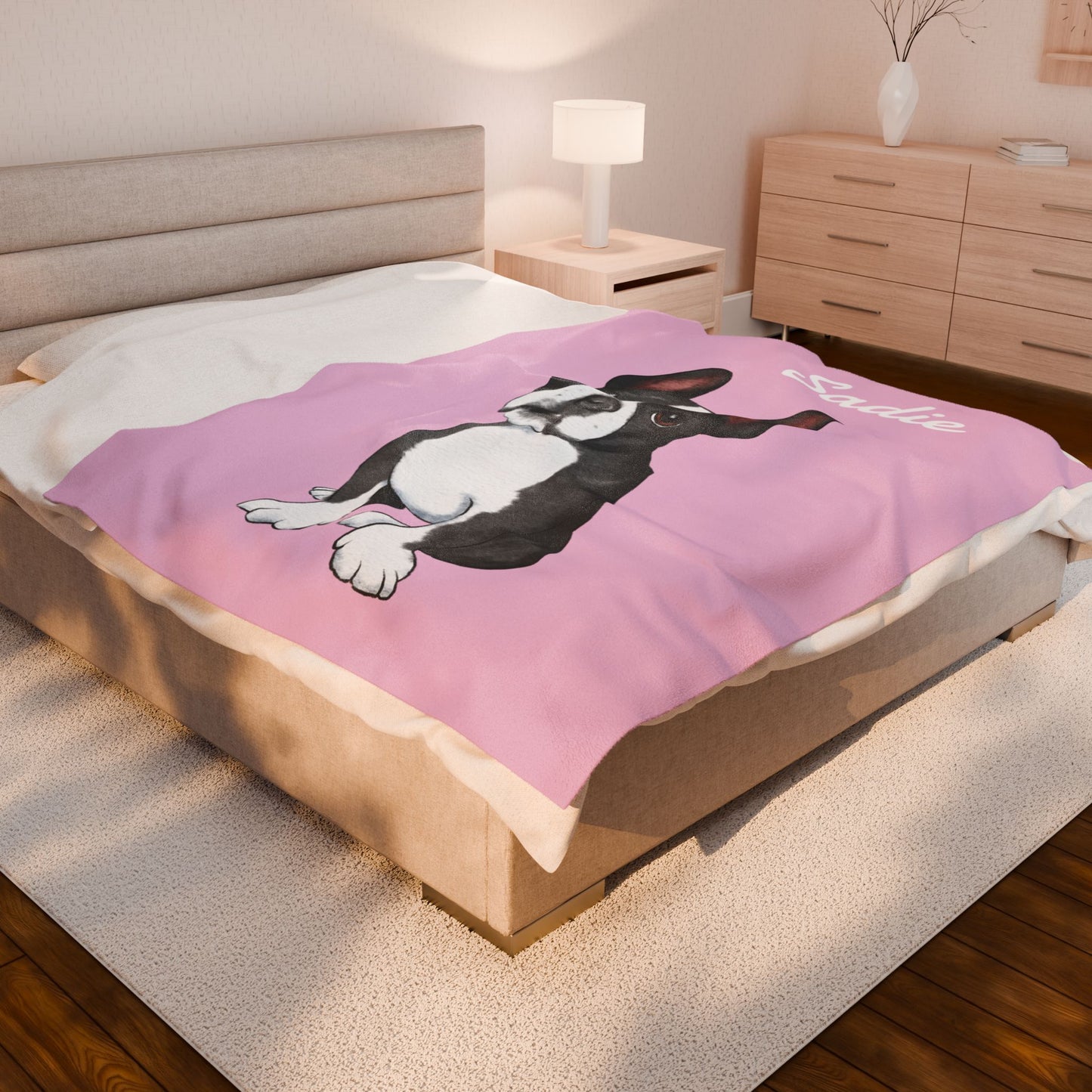 Custom Velveteen Pet Portrait Plush Blanket - 7 Color Choices