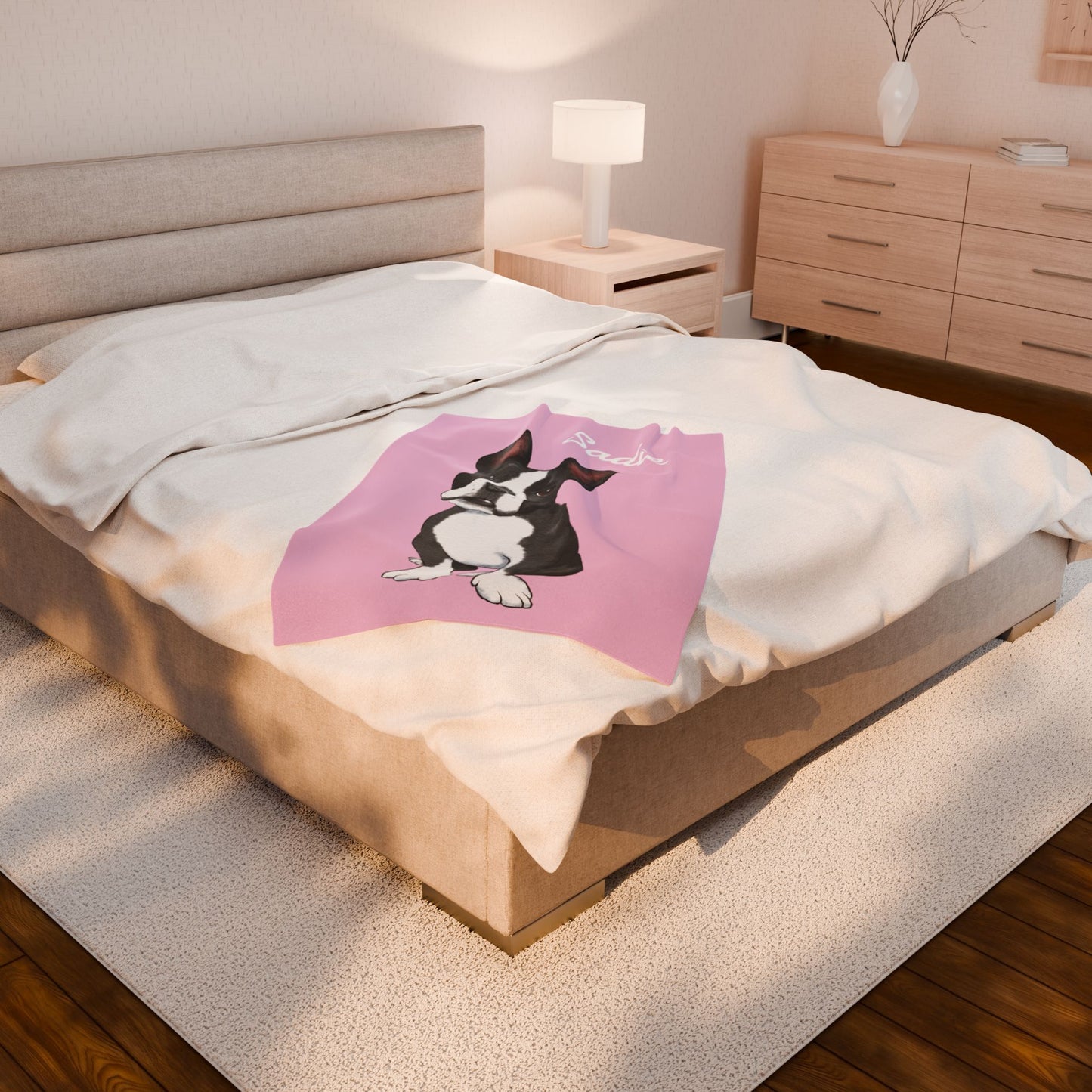 Custom Velveteen Pet Portrait Plush Blanket - 7 Color Choices