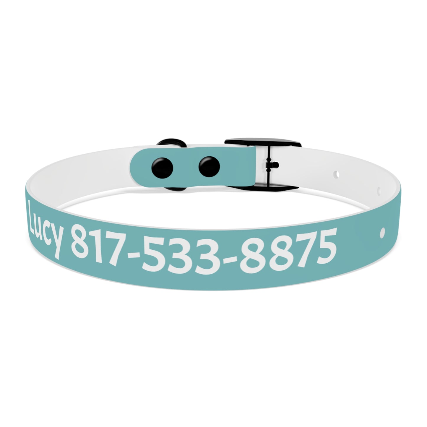 Customized Deep Sea Green Dog Collar, With Phone Number - "Lucy"