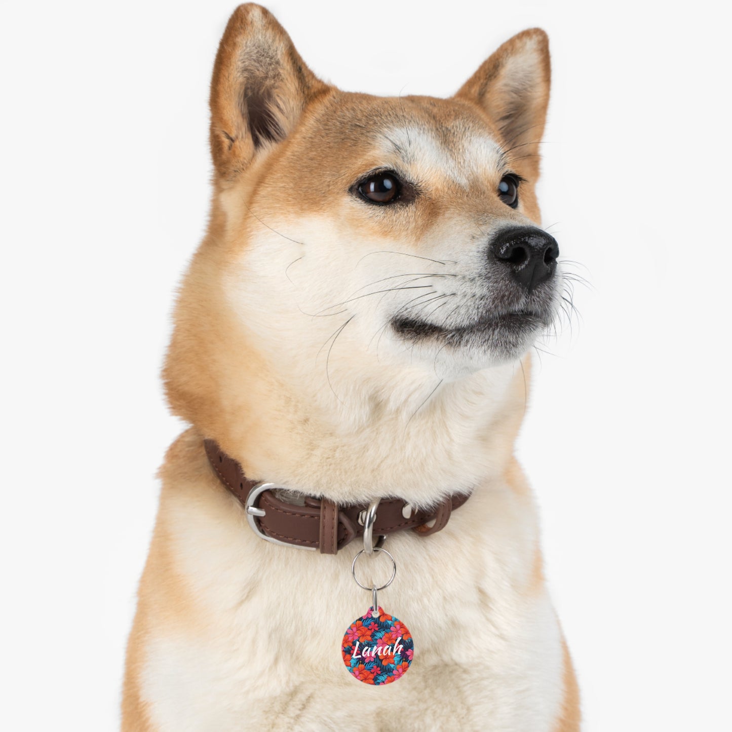 Customized Pet ID Tag - Tropical Floral Design - "Lanah"
