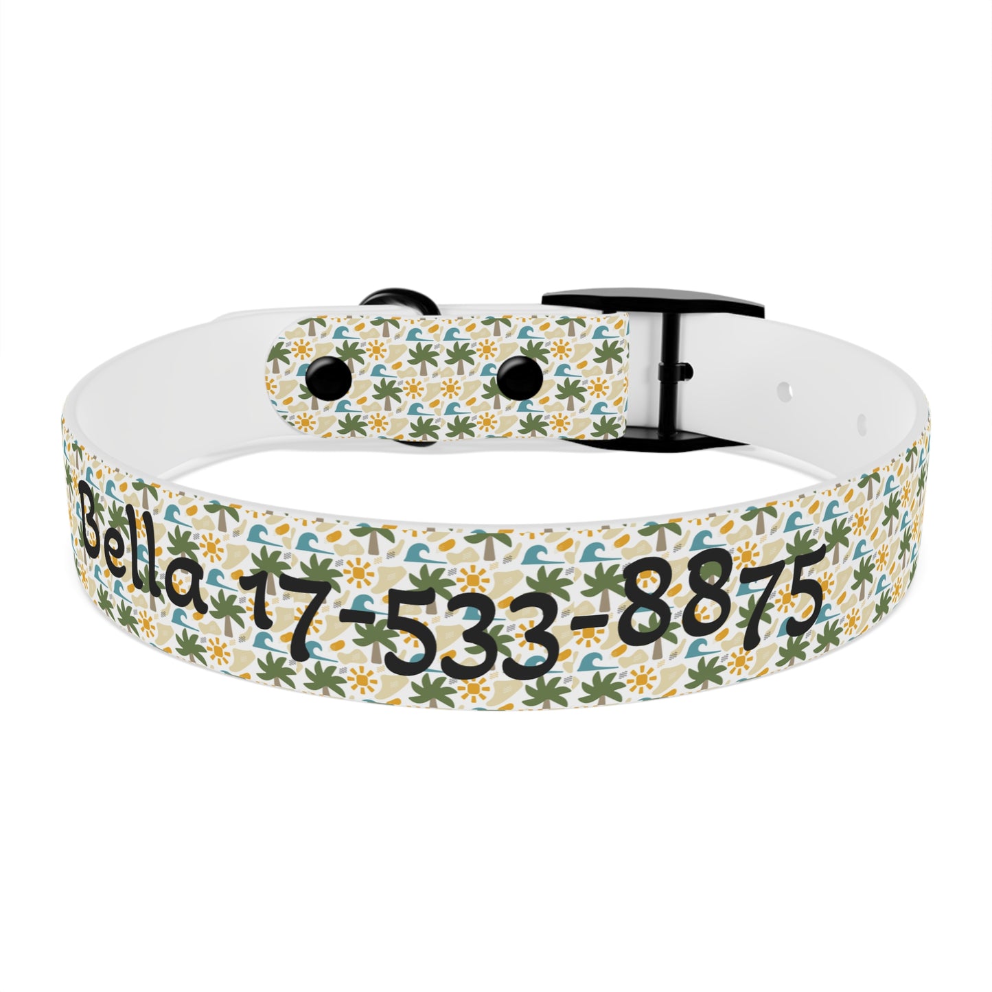 Customized Bella Cute Palm Tree Tropical Design Dog Collar - "Bella"
