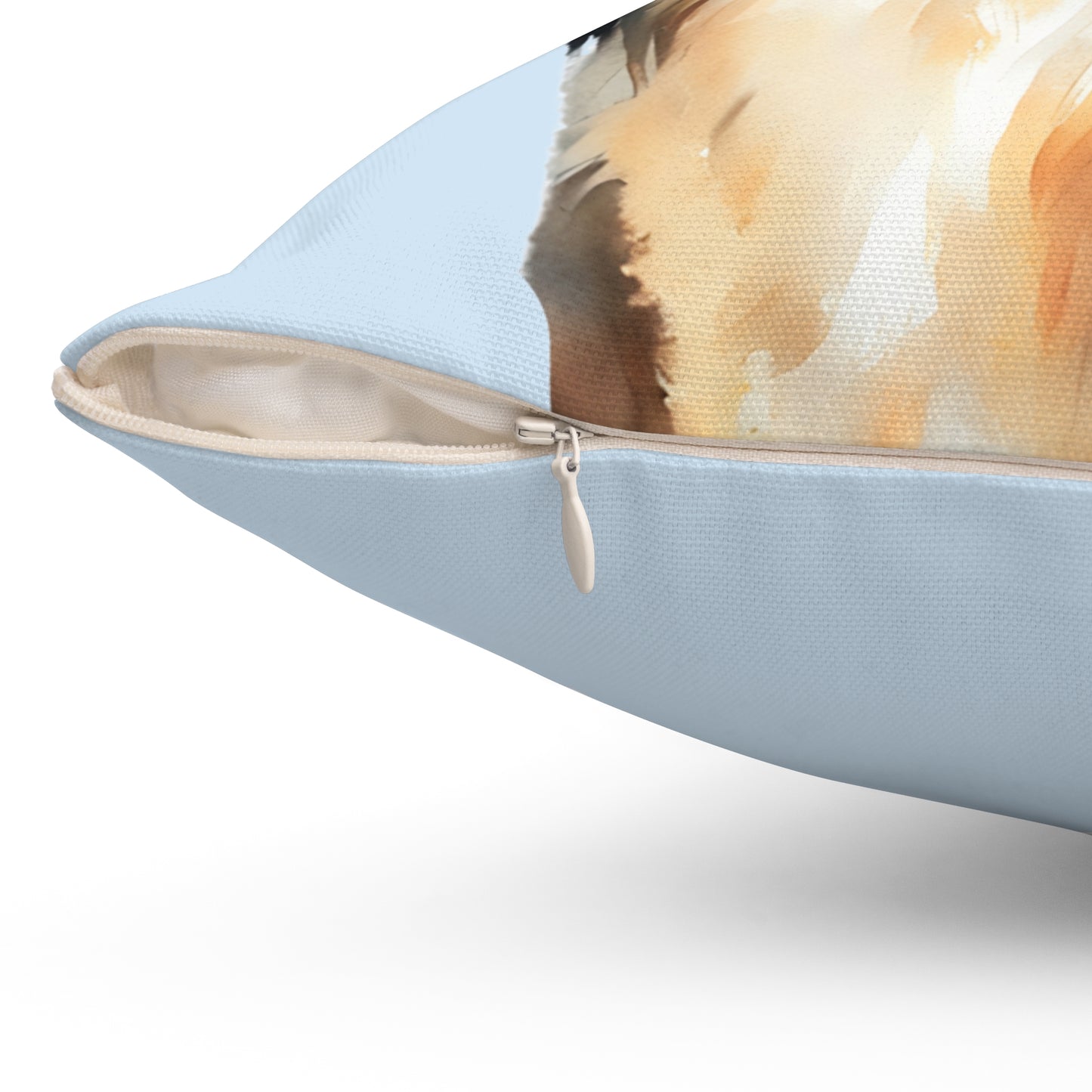 Pet Memorial Spun Polyester Square Throw Pillow - "Mollie" – Light Blue