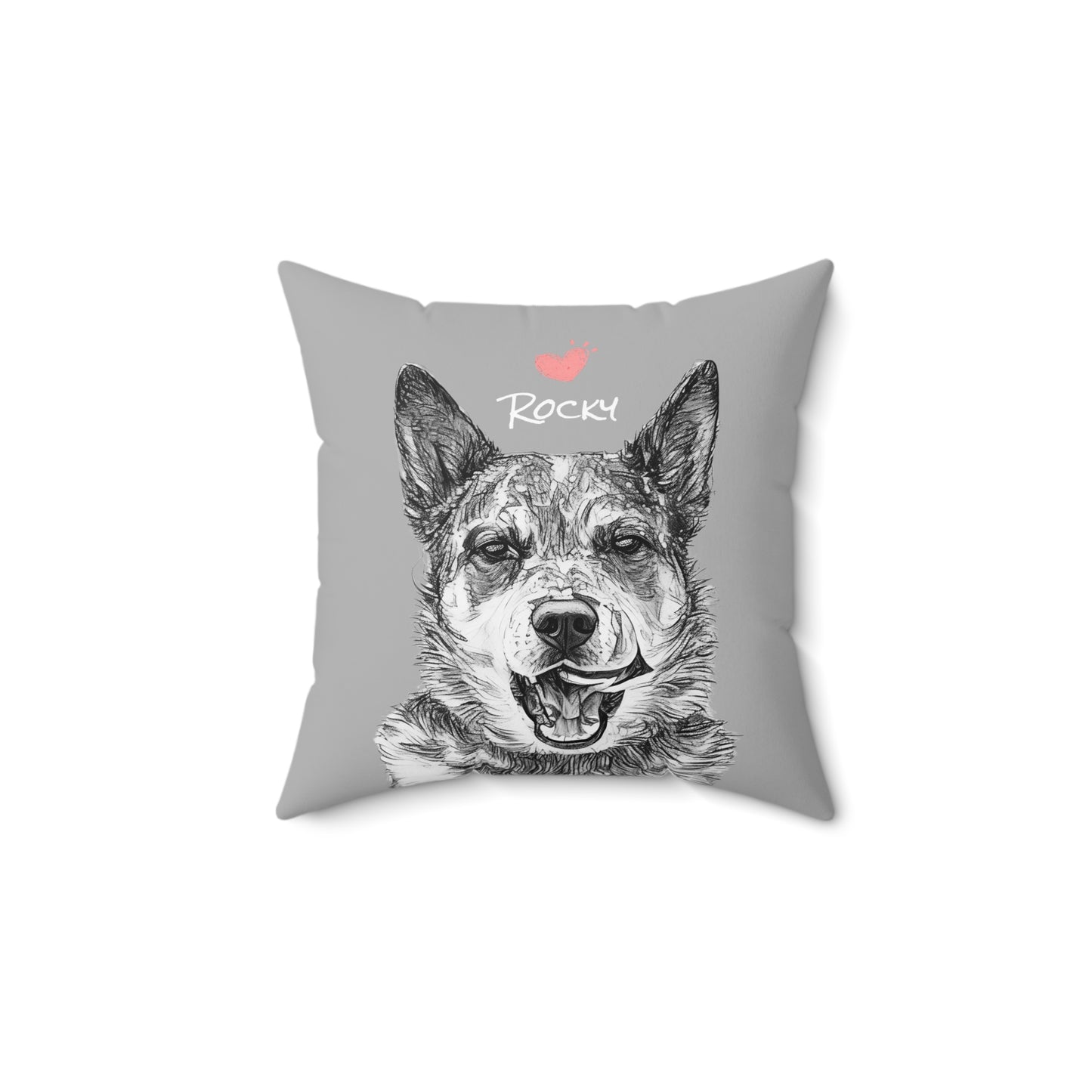 Pet Memorial Spun Polyester Square Throw Pillow - "Rocky"