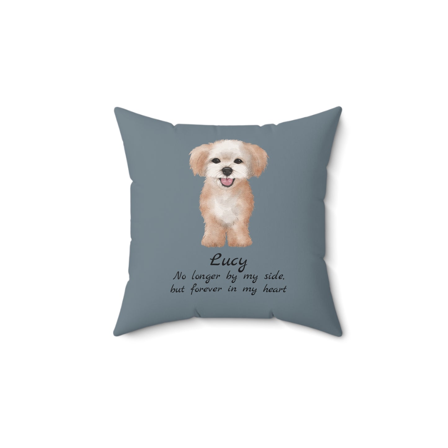 Customized Pet Memorial Spun Polyester Square Throw Pillow - "Lucy"