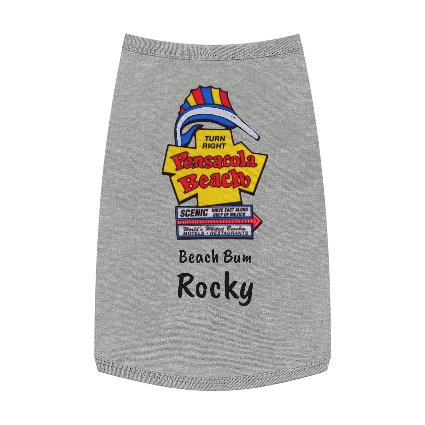 Customized Beach Bum Pet Tank Top - 3 Colors - Iconic Pensacola Beach Sign