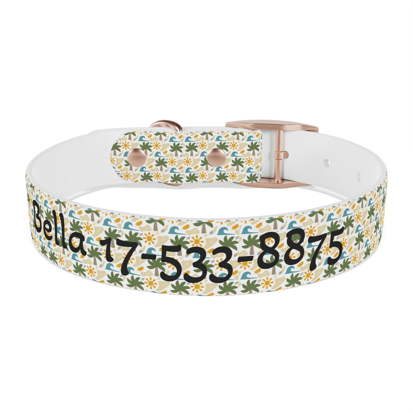 Customized Bella Cute Palm Tree Tropical Design Dog Collar - "Bella"