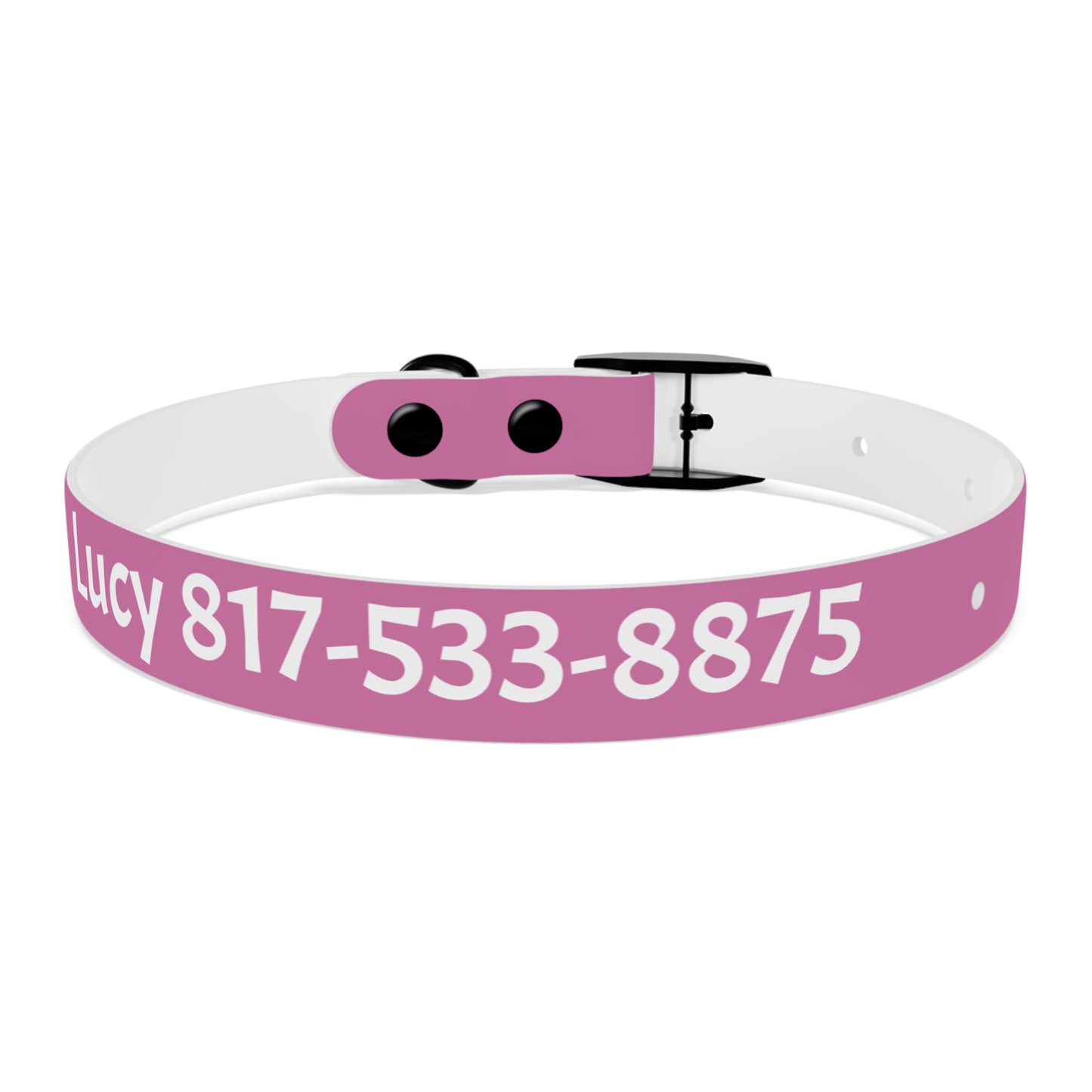 Customized Pink Dog Collar, With Phone Number - "Lucy"