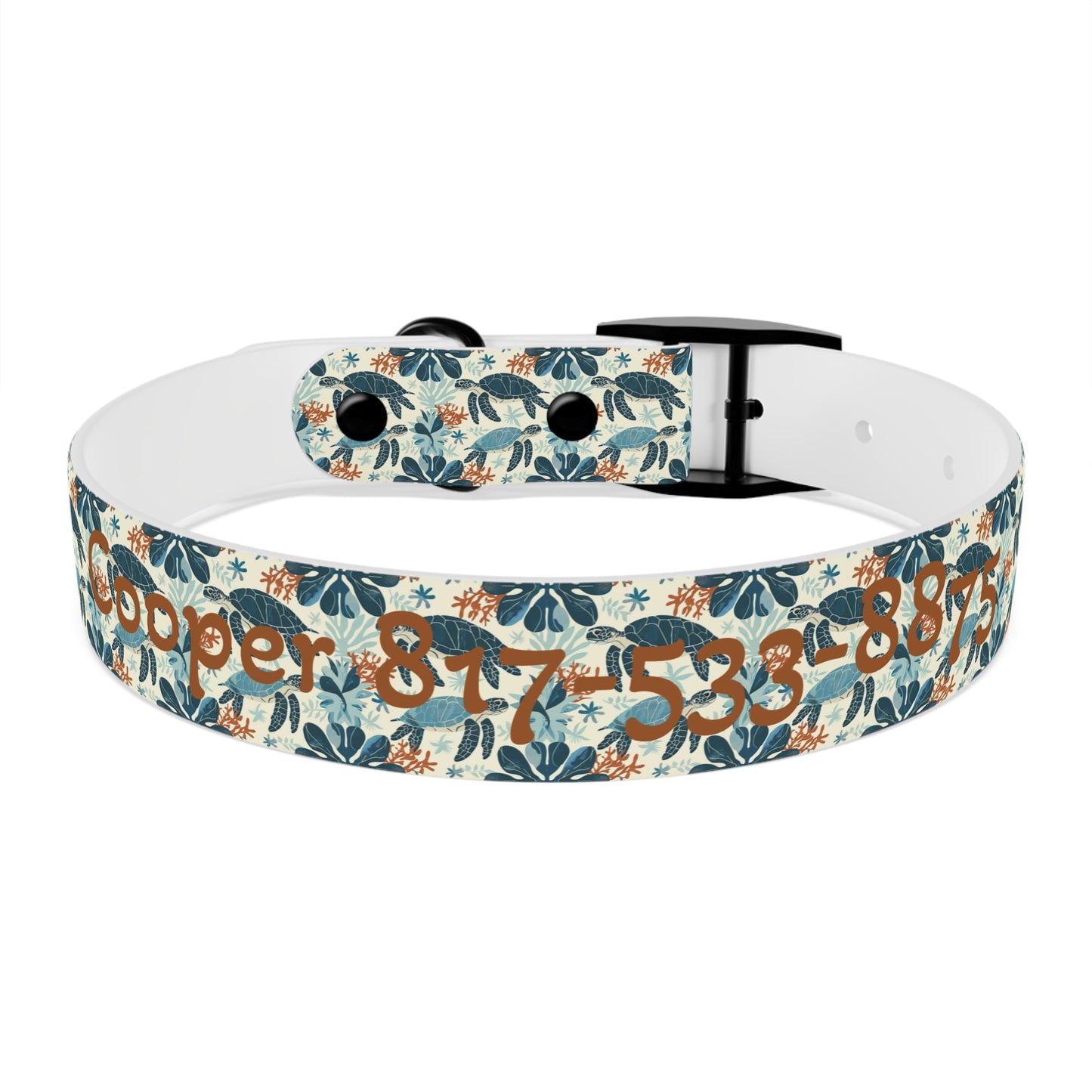 Customized Sea Turtle Design Dog Collar - "Cooper"